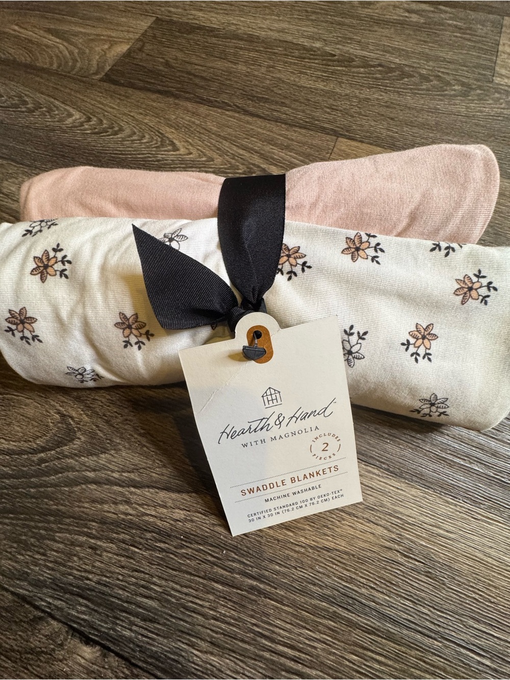 Hearth & Hand Pink and Cream Floral Swaddle Blankets